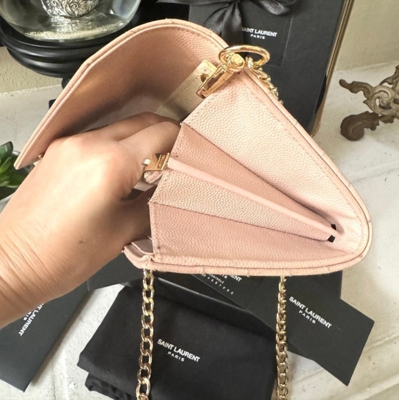 Saint Laurent YSL Cassandre Matelasse Long Flap Wallet w/Chain - Picture 8 of 12